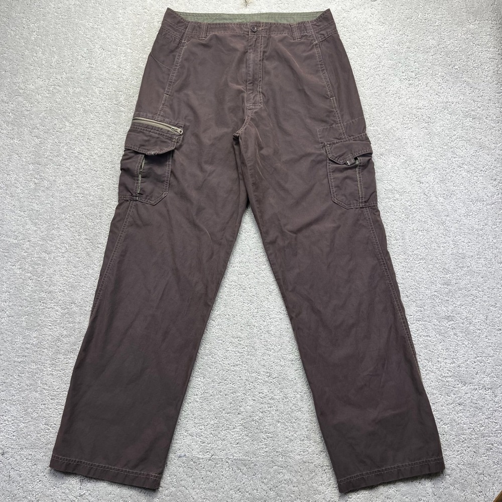 REI Cargo Pants Mens 34x32 Burgundy Cotton Nylon Straight Leg Hiking Utility
